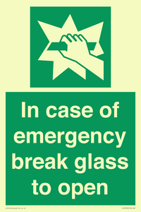 In case of emergency break glass to open